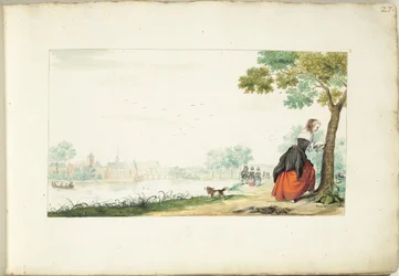 Woman Carving Names into a Tree
