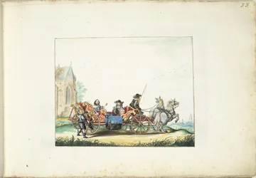Boy Begging at the Carriage of an Elegant Couple