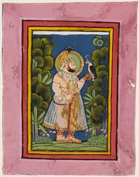 Maharana Jawan Singh in a Forest Holding a Hawk