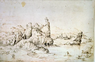 A Castle on a Rock in Mountainscape, 1540
