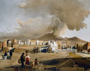 View of Forum and Temple of Jupiter in Pompeii, Illustration by Giacinto Gigante from 