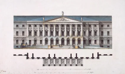 Project of Smolny Institute. The Main Facade and the Ground Floor Plan, 1806-1808