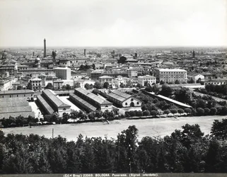 Panoramic view of Bologna with some factories
