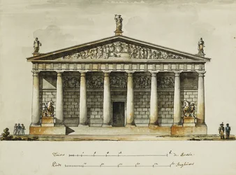 Designs for the Riding School of the Horse Guards, St. Petersburg: Elevations, Section and Ground Plan