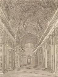 Scaffolding Erected for the Restoration of the Vault in St. Peter