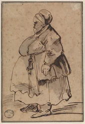 Caricature of a Fat Woman in Left Profile, with a Bunch of Keys Tied to the Waistband of Her Apron, Also Called “the Concierge”