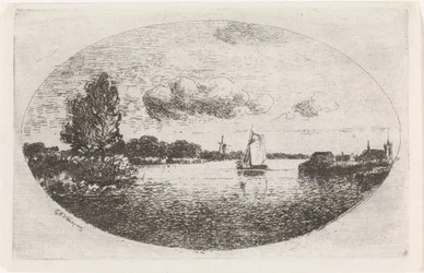 River View with a Sailing Ship