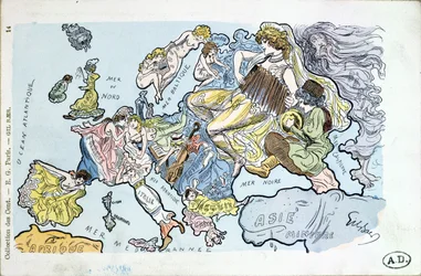 Postcard Depicting the Countries of Europe as Women
