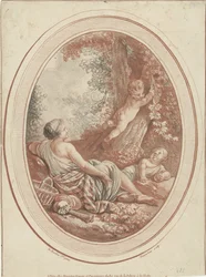 Bacchanal with Nymph and Putti by Trees