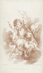 Three Playing Putti on Clouds