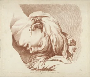 Head of a Figure Lying on the Ground with a Bleeding Wound