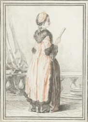 Standing Woman with Fan in Hand