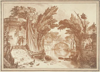 Southern Landscape with Houses by a River