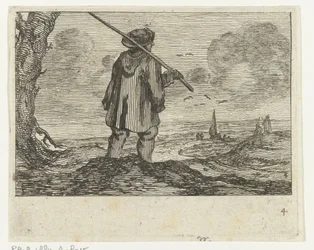 Dune Landscape with a Man, with Staff on the Shoulder from Various Beaches and Water Views by Jan Percelles