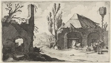 Country Road by a Ruin and an Inn