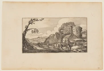 Path to Left of a Farm Dominated by a Round Tower, from Twelve landscapes with Figures