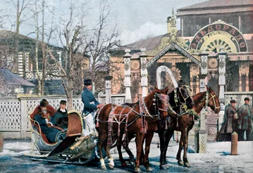 A Troika Sled in Moscow, Russia, c1890