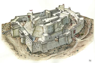 Middle Ages: Aerial View of the Krak of the Knights, Castle Built by Raymond IV of Toulouse, 13th Century