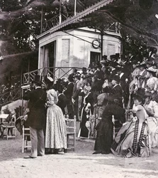Spectators in the Stands Control the Outcome of a Racecourse in the Cascine Park Race: the Pucci Countess, Countess Cellesi, the Deputy Filippo Torrigiani, Count Paszkowski, the Greek Console Wife, the Marquise Mannelli with Daughters, Count S. Albano, Bar
