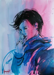 Dynamic Pink Blue Portrait