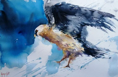 Dynamic Watercolor Bird