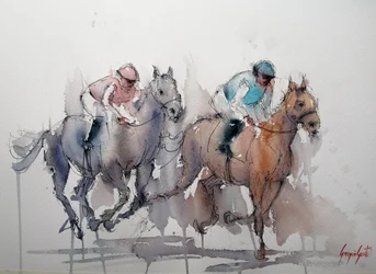 Galloping Race Horses