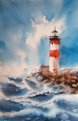 Lighthouse on Rough Seas