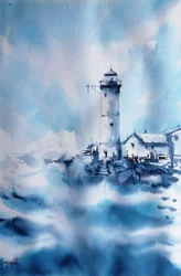 Stormy Ocean Lighthouse