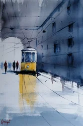 Yellow Tram City Rain