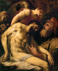 Dead Christ, Supported by an Angel and by Joseph of Arimathea