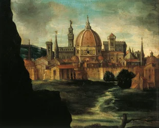 Portrait of Duke Alexander De Medici, Detail: city of Florence