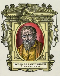 Portrait of Jacopo (Iacopo) Carrucci said il Pontormo (Pontormo) (1494-1556) Italian painter. Engraving of the treat Lives of the most excellent painters, sculptors and architects (Le Vite de