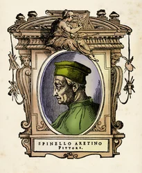 Portrait of Spinello Aretino (Engraving from "Lives" by Giorgio Vasari)