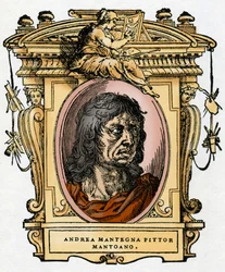 Portrait of the painter Andrea Mantegna (1431-1506) Xylography from “The Life of Painters” by Giorgio Vasari.
