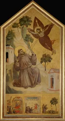 Saint Francis of Assisi receiving the stigmata. In the predella: The dream of Innocent III