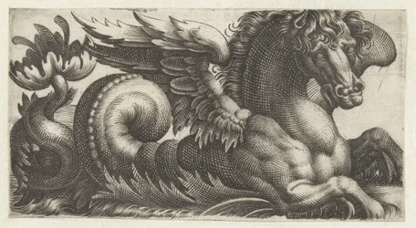 Winged Seahorse with an Open Leaf at the End of Its Tail (Friezes with Sea Monsters)