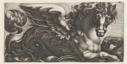 Winged sea horse with a cluster of leaves on its tail. Friezes with sea monsters (series title)