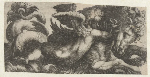 Sea Horse with a Putto Around Its Neck (Friezes with Sea Monsters)