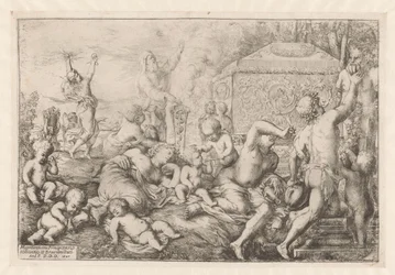 Bacchanal with Altar, Faun, and Silenus