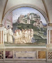 Benedict sparked a source at the top of the mountain (fresco)