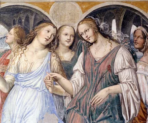 Florent sends courtesans to the monastery of St Benedict (detail)