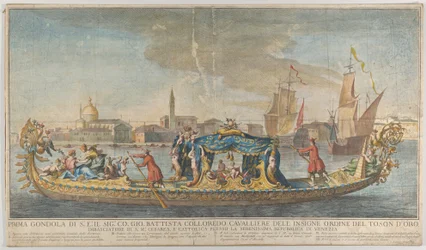 The Highly Ornamented First Gondola of Ambassador Giovanni Battista Colloreado Entering