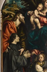Madonna and Child between Saints Philip and James and the donor Giacomo Schizzi, 1522 (detail)