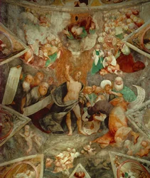 Christ Judge welcomes Saint Peter in heaven