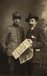 Portrait of a Male Couple, One in Military Uniform, and the Other with the 