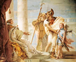 Aeneas introducing Cupid dressed as Ascanius to Dido, by Giambattista Tiepolo (1696-1770), fresco, Room of the Aeneid, Villa Valmarana 