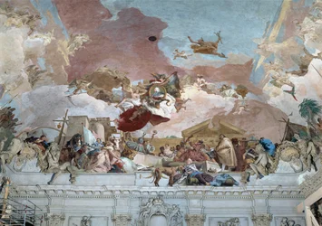 Apotheosis of Bishop Carl Philipp von Greiffenklau and the Section Europe of the Ceiling Fresco
