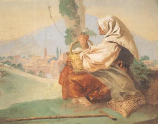 Landscape with Peasant and Old Man Sitting