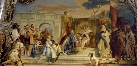 The investiture of Bishop Aroldo by Frederick I of Hohenstaufen