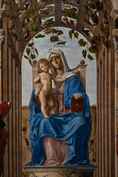 Enthroned Madonna with Infant Jesus Between Saints James and Jerome (detail)